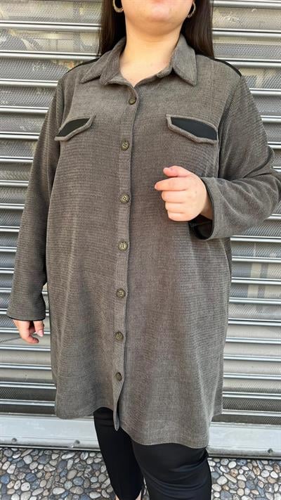 Selma Büyük Beden Kadife Gömlek