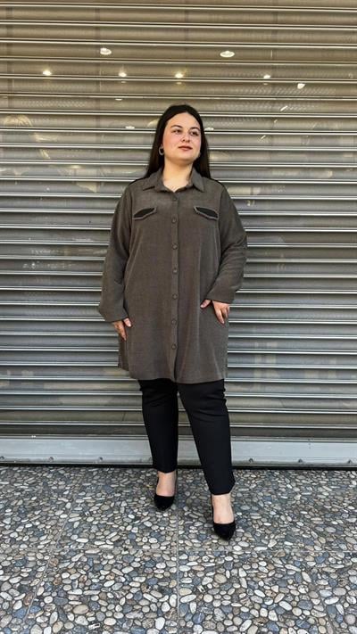 Selma Büyük Beden Kadife Gömlek