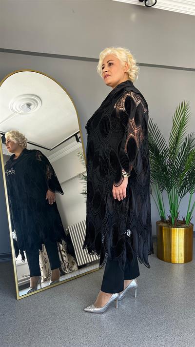 Selma Büyük Beden Kadife Güpür Ceket