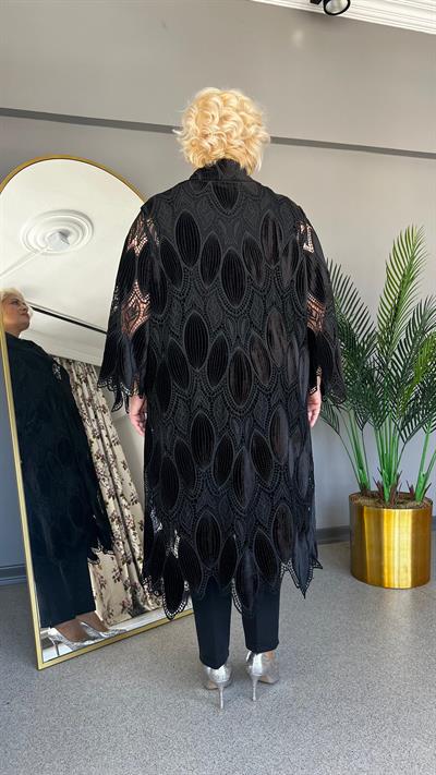 Selma Büyük Beden Kadife Güpür Ceket