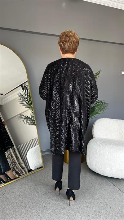 Selma Büyük Beden Kadife Kumaş Üzeri Payetli Elbise