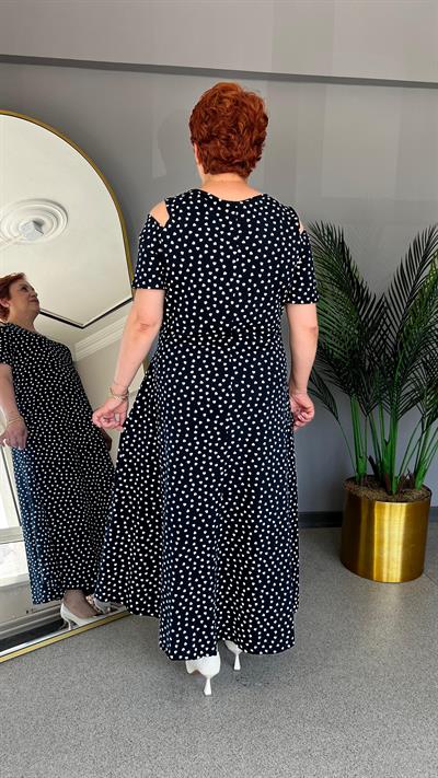 Selma Büyük Beden Kalp Desenli Örme Viskon Elbise