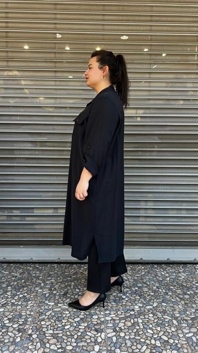 Selma Büyük Beden Kanvas Gömlek