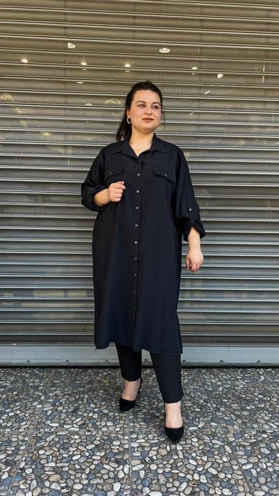 Selma Büyük Beden Kanvas Gömlek
