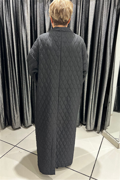 Selma Büyük Beden Kapitone Boncuk İşlemeli Pardesü