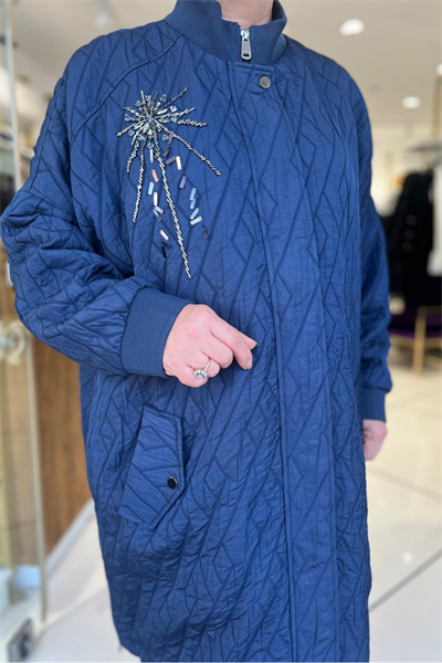 Selma Büyük Beden Kapitone Fermuarlı Kap