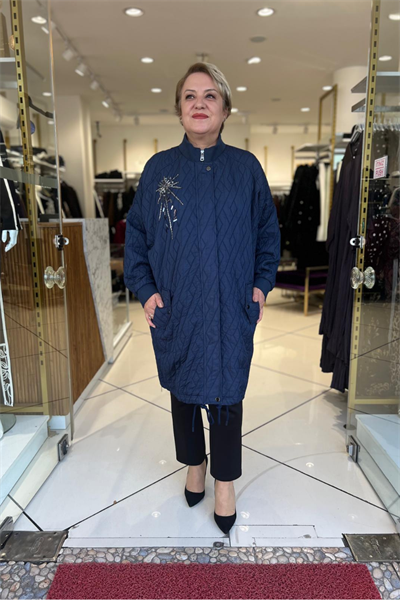 Selma Büyük Beden Kapitone Fermuarlı Kap