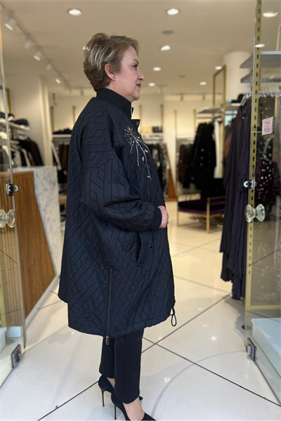 Selma Büyük Beden Kapitone Fermuarlı Kap