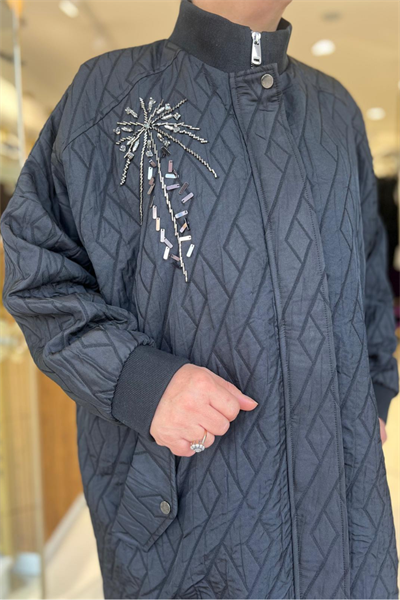 Selma Büyük Beden Kapitone Fermuarlı Kap