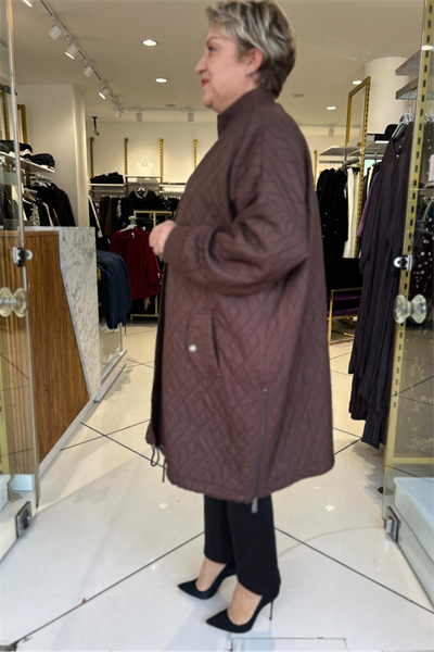 Selma Büyük Beden Kapitone Fermuarlı Kap