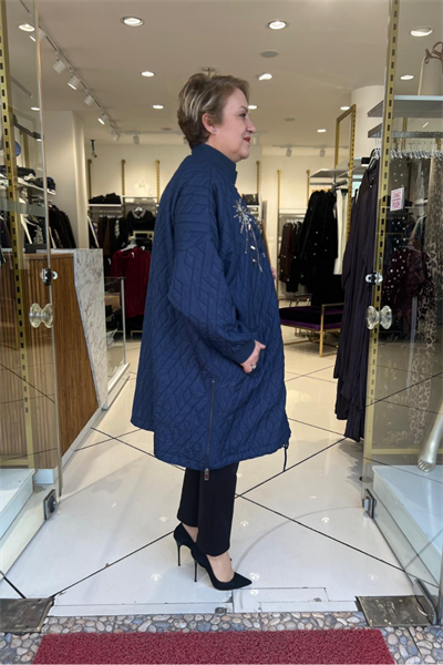 Selma Büyük Beden Kapitone Fermuarlı Kap