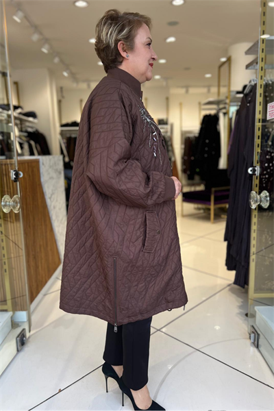 Selma Büyük Beden Kapitone Fermuarlı Kap