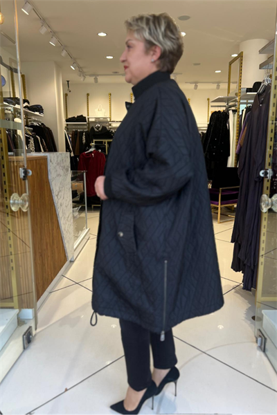 Selma Büyük Beden Kapitone Fermuarlı Kap