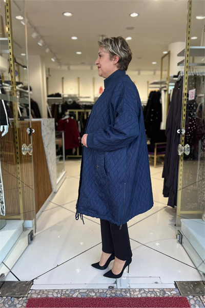 Selma Büyük Beden Kapitone Fermuarlı Kap