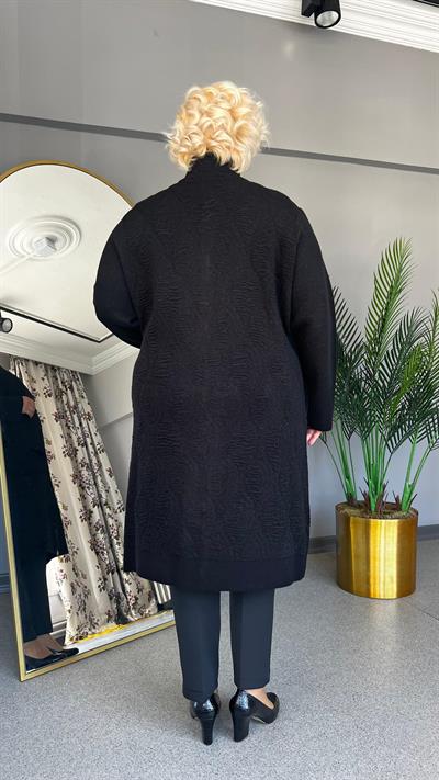 Selma Büyük Beden Kapitone Görünümlü Triko Hırka