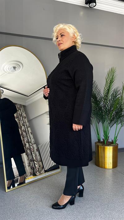 Selma Büyük Beden Kapitone Görünümlü Triko Hırka