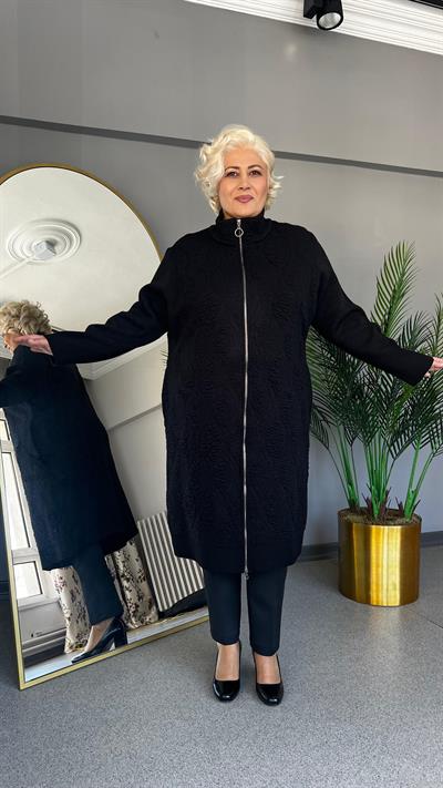 Selma Büyük Beden Kapitone Görünümlü Triko Hırka