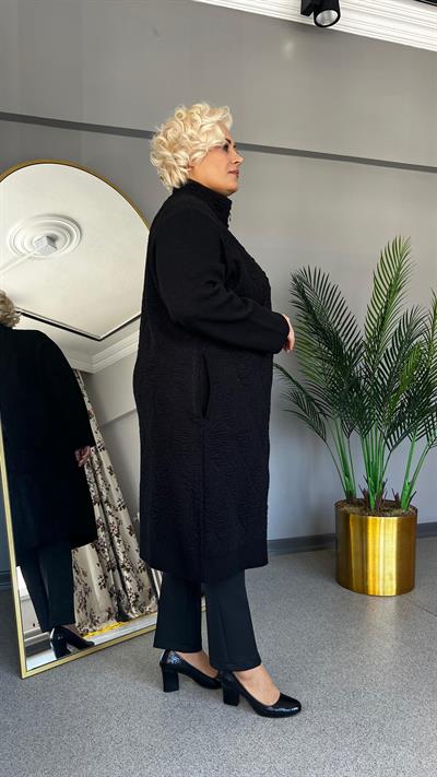 Selma Büyük Beden Kapitone Görünümlü Triko Hırka