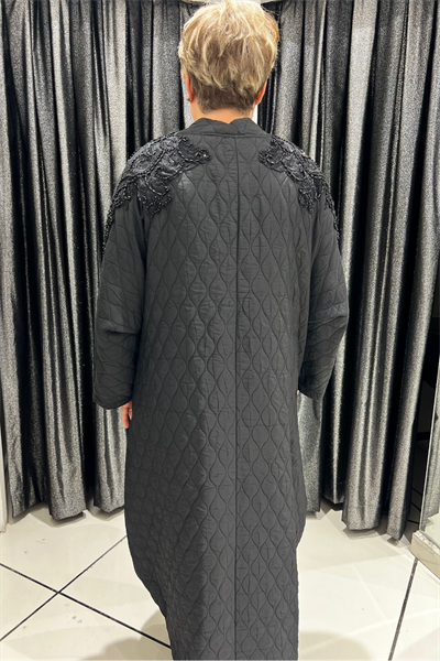 Selma Büyük Beden Kapitone Omuz Detaylı Pardesü