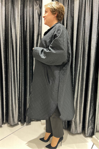 Selma Büyük Beden Kapitone Uzun Kaban