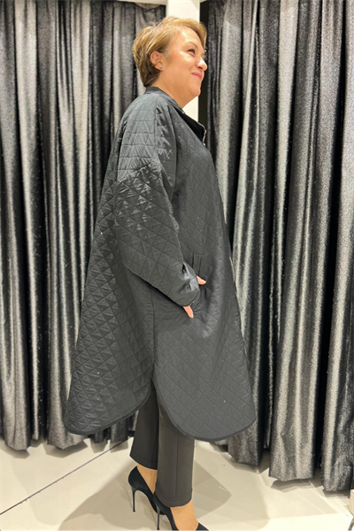 Selma Büyük Beden Kapitone Uzun Kaban