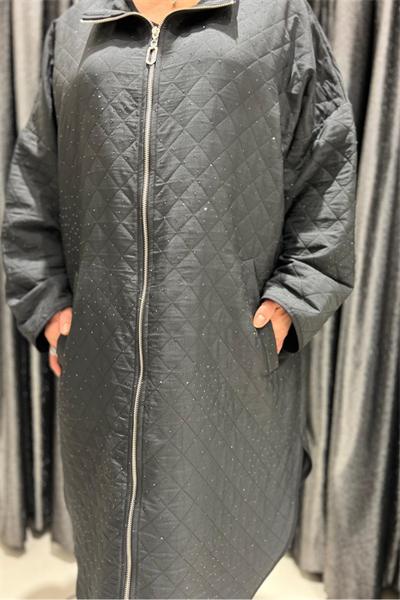 Selma Büyük Beden Kapitone Uzun Kaban