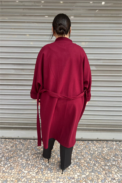 Selma Büyük Beden Kaşe Astarsız Yarasa Kol Kaban