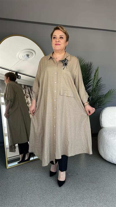 Selma Büyük Beden Kelebek Broşlu Elbise