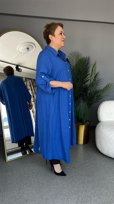 Selma Büyük Beden Kelebek Broşlu Elbise