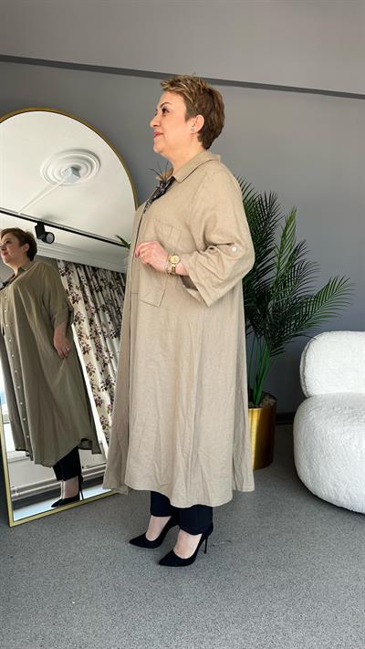 Selma Büyük Beden Kelebek Broşlu Elbise