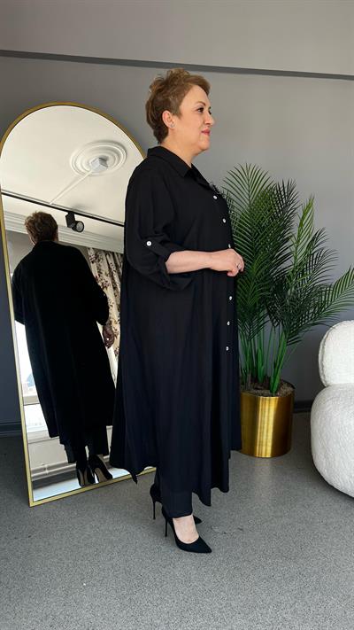 Selma Büyük Beden Kelebek Broşlu Elbise