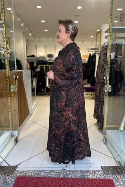 Selma Büyük Beden Kelebek Broşlu Şık Saten Elbise