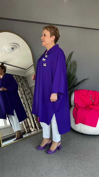 Selma Büyük Beden Kelebek Broşlu Tunik Elbise