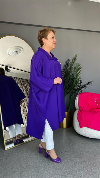 Selma Büyük Beden Kelebek Broşlu Tunik Elbise