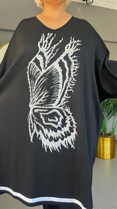 Selma Büyük Beden Kelebek Desenli Elbise