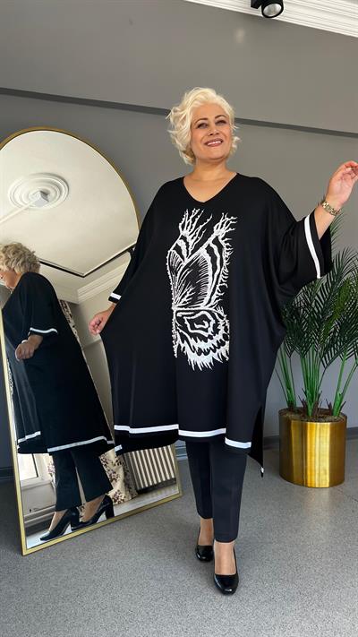 Selma Büyük Beden Kelebek Desenli Elbise