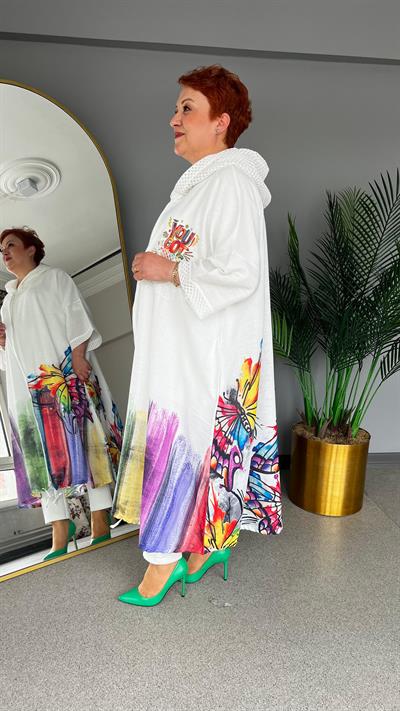 Selma Büyük Beden Kelebek Desenli Kap/Elbise