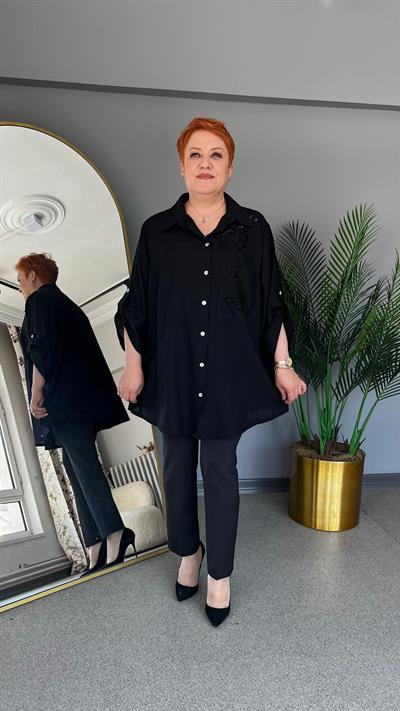 Selma Büyük Beden Keten Gömlek