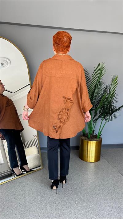 Selma Büyük Beden Keten Gömlek