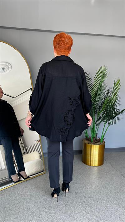 Selma Büyük Beden Keten Gömlek