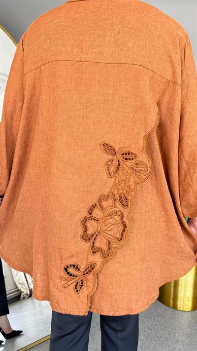 Selma Büyük Beden Keten Gömlek