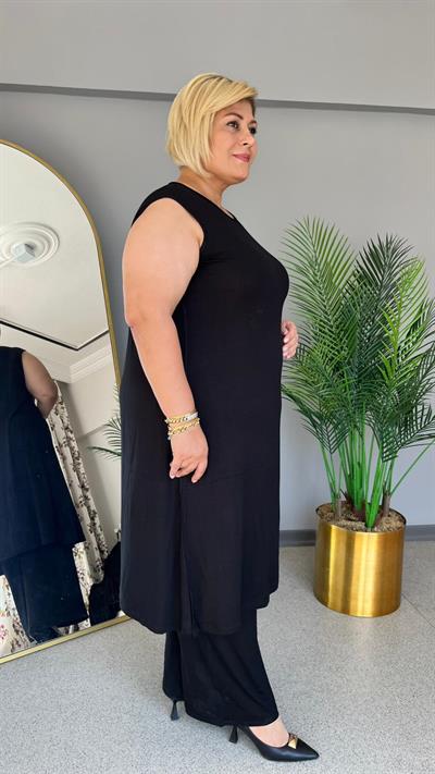 Selma Büyük Beden Kolsuz Rahat Kesim Astarsız İçlik Elbise