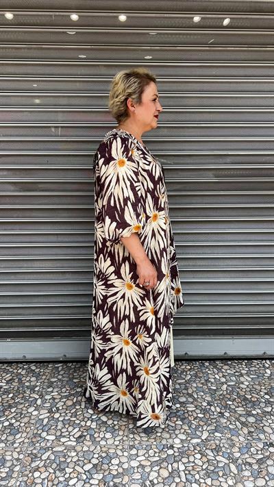 Selma Büyük Beden Konforlu Çiçekli Elbise