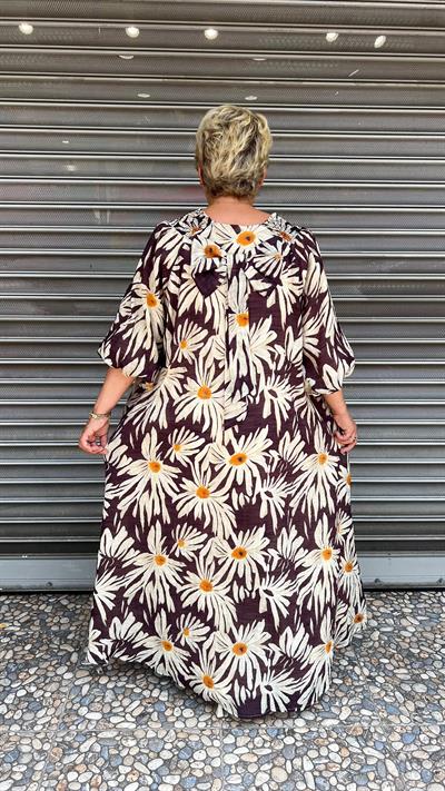 Selma Büyük Beden Konforlu Çiçekli Elbise