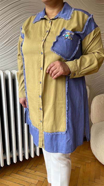 Selma Büyük Beden Kot Gömlek