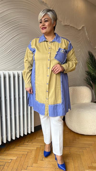 Selma Büyük Beden Kot Gömlek