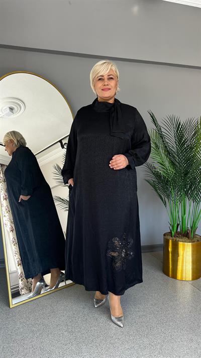 Selma Büyük Beden Kravatlı Elbise