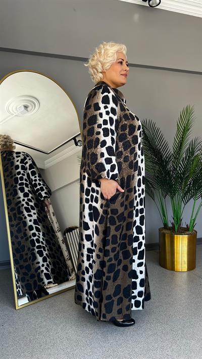 Selma Büyük Beden Kristal Taş Detaylı Saten Elbise