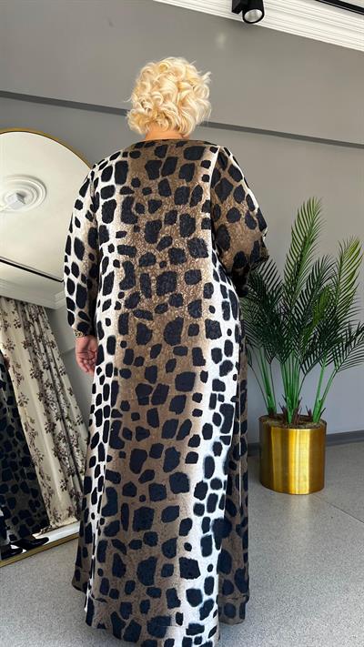 Selma Büyük Beden Kristal Taş Detaylı Saten Elbise