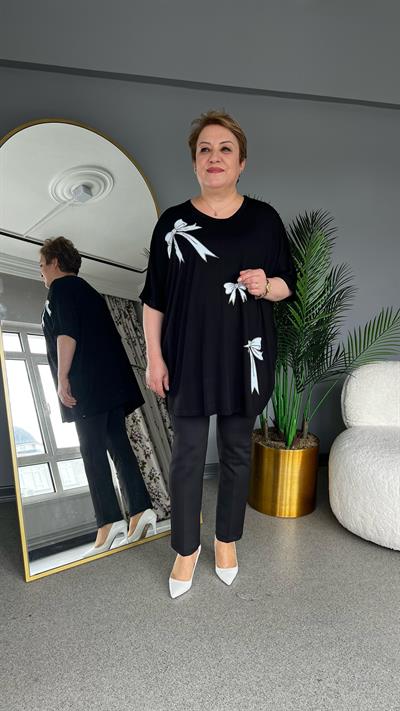 Selma Büyük Beden Kurdele İşlemeli Bluz